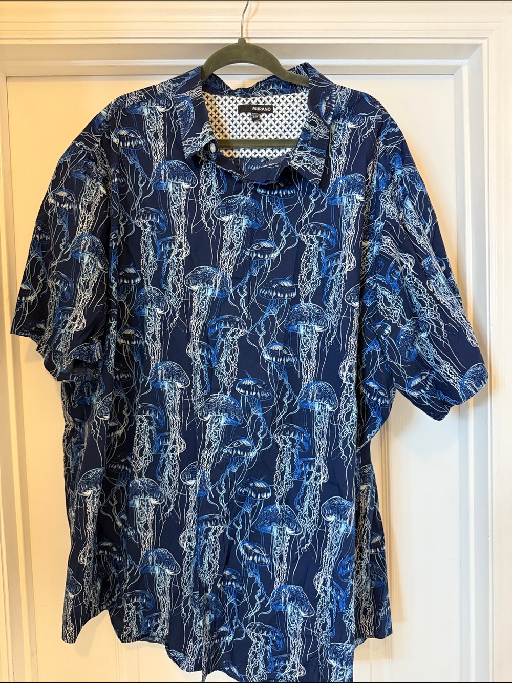 Murano Navy Jellyfish Short-Sleeve Button-Down Shirt